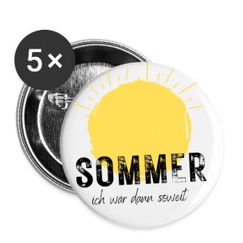 SOMMER ich bin dann soweit - HELLO SUMMER - Buttons groß 56 mm (5er Pack) - Weiß - Vorne