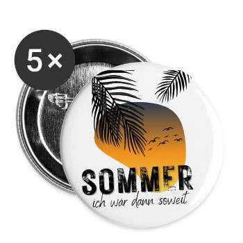 SOMMER ich bin dann soweit - HELLO SUMMER - Buttons groß 56 mm (5er Pack) - Weiß - Vorne
