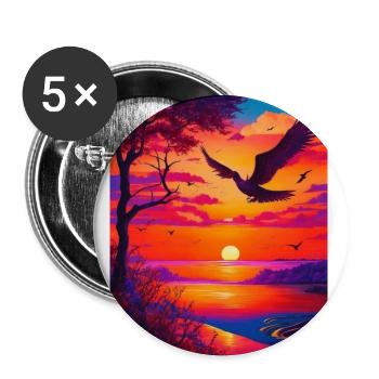 Artwork graphic majestically vivid color shapes - Buttons large 2.2''/56 mm (5-pack) - white - Front