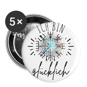 Wegweiser Motivation - VEGVISIR - Buttons groß 56 mm (5er Pack) - Weiß - Vorne