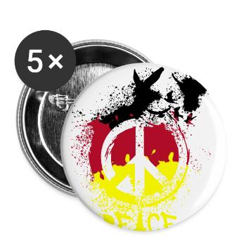 Peace, Deutschland, Friede, tauben, Flagge - Buttons groß 56 mm (5er Pack) - Weiß - Vorne