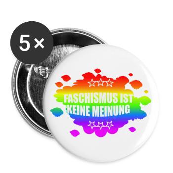 AfD stoppen gegen rechts Demokratie verteidigen - Buttons groß 56 mm (5er Pack) - Weiß - Vorne