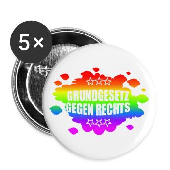 AfD stoppen gegen rechts Demokratie verteidigen - Buttons groß 56 mm (5er Pack) - Weiß - Vorne