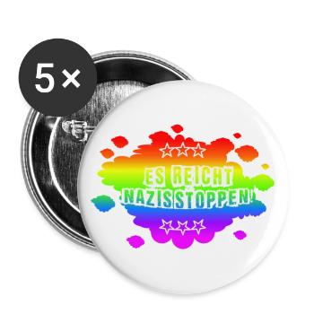 AfD stoppen gegen rechts Demokratie verteidigen - Buttons groß 56 mm (5er Pack) - Weiß - Vorne