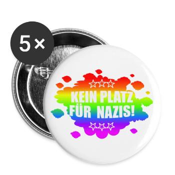 AfD stoppen gegen rechts Demokratie verteidigen - Buttons groß 56 mm (5er Pack) - Weiß - Vorne