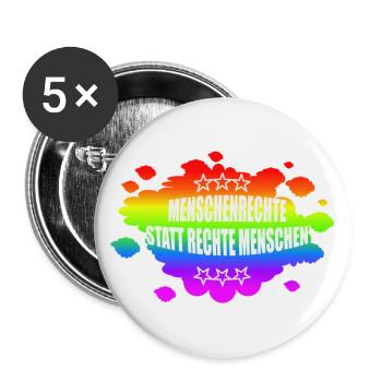 AfD stoppen gegen rechts Demokratie verteidigen - Buttons groß 56 mm (5er Pack) - Weiß - Vorne