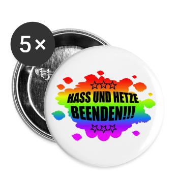 AfD stoppen gegen rechts Demokratie verteidigen - Buttons groß 56 mm (5er Pack) - Weiß - Vorne