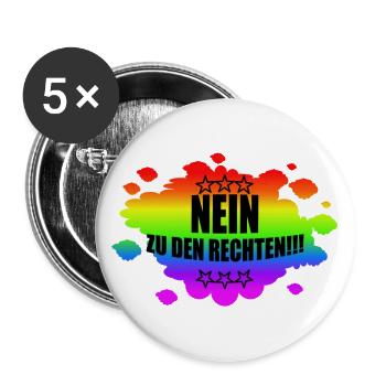 AfD stoppen gegen rechts Demokratie verteidigen - Buttons groß 56 mm (5er Pack) - Weiß - Vorne