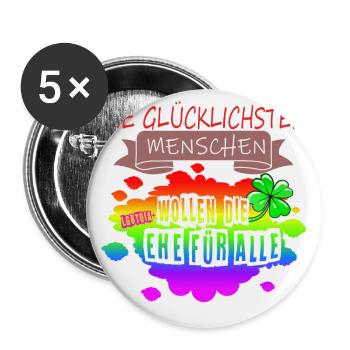 LGBTQ Trans Homosexuell Lesbisch Ehe für alle Bi - Buttons groß 56 mm (5er Pack) - Weiß - Vorne