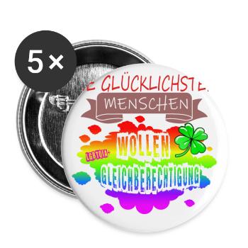 LGBTQ Trans Homosexuell Lesbisch Ehe für alle Bi - Buttons groß 56 mm (5er Pack) - Weiß - Vorne
