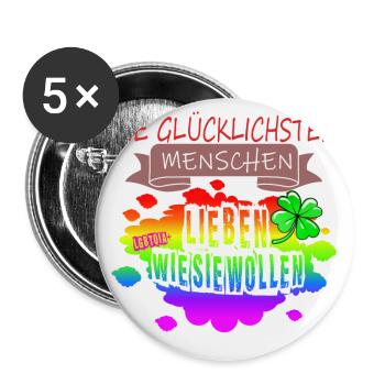 LGBTQ Trans Homosexuell Lesbisch Ehe für alle Bi - Buttons groß 56 mm (5er Pack) - Weiß - Vorne