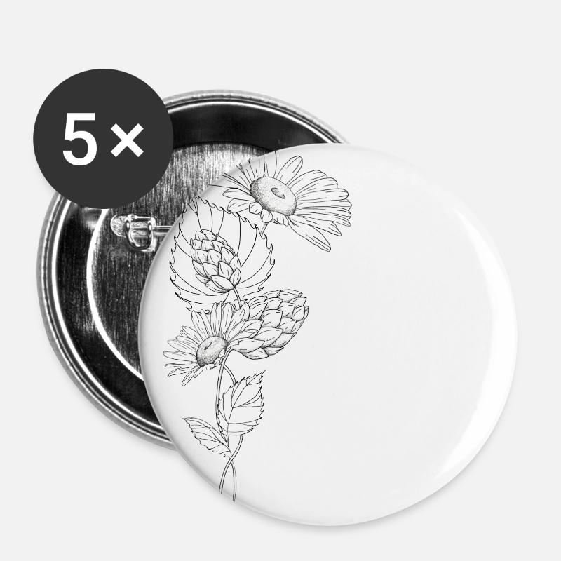 Hops loves chamomile - Buttons large 2.2''/56 mm (5-pack) - white