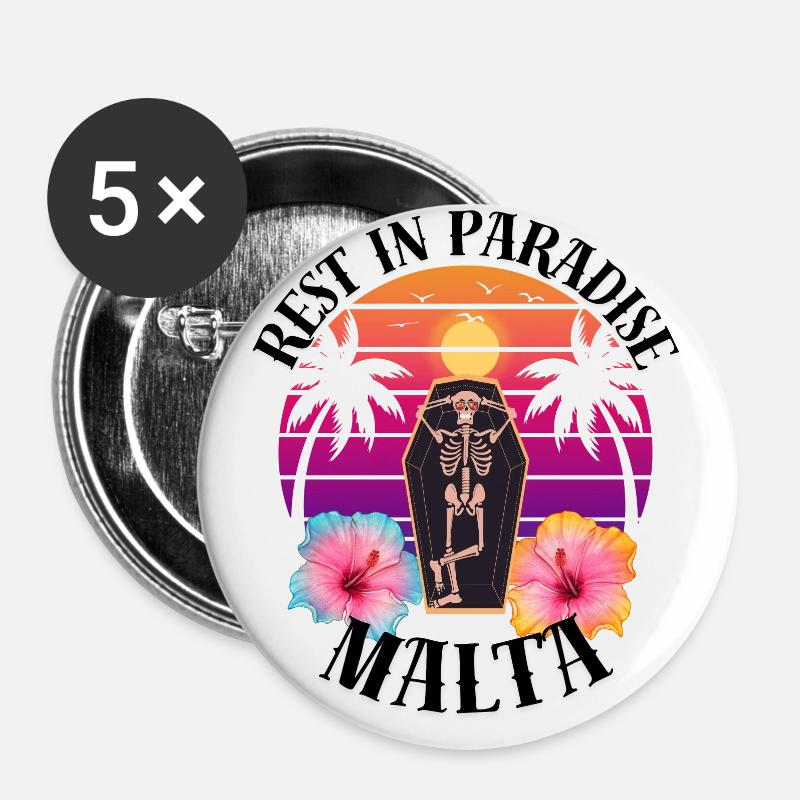 Malta RIP Sarcasm - Buttons large 2.2''/56 mm (5-pack) - white