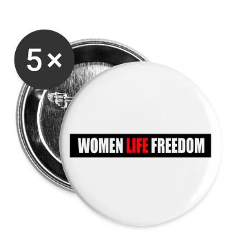 Women life freedom - Buttons large 2.2''/56 mm (5-pack) - white - Front