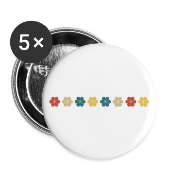 Vintage Retro Gänseblümchen - Buttons groß 56 mm (5er Pack) - Weiß - Vorne