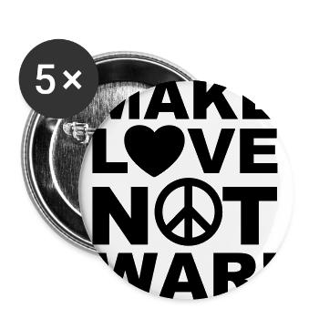 05 Make Love not war Herz Peace - Buttons groß 56 mm (5er Pack) - Weiß - Vorne
