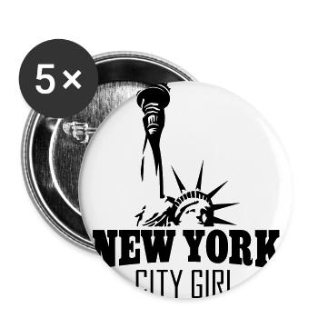 NEW YORK CITY GIRL - Buttons groß 56 mm (5er Pack) - Weiß - Vorne