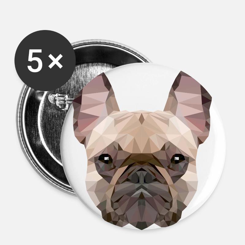French Bulldog - Buttons large 2.2''/56 mm (5-pack) - white