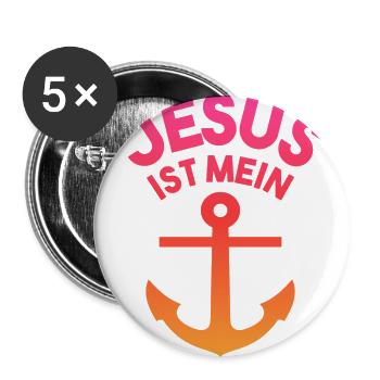 Jesus ist mein Anker Christliches Geschenk - Buttons groß 56 mm (5er Pack) - Weiß - Vorne