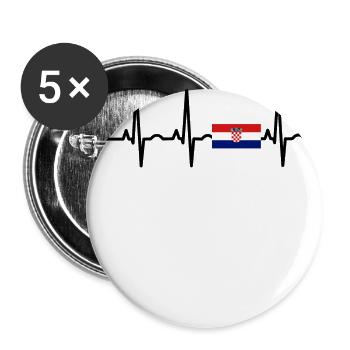 EKG heartbeat Kroatien - Buttons groß 56 mm (5er Pack) - Weiß - Vorne