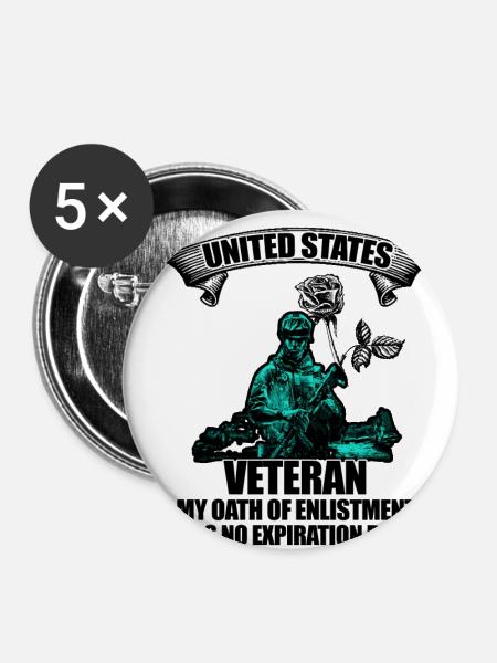 US veteran - Buttons groß 56 mm (5er Pack) - Weiß
