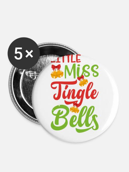 Kleine Fräulein Jingle Bells - Buttons groß 56 mm (5er Pack) - Weiß