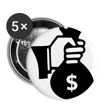 Geldsack - Buttons groß 56 mm (5er Pack) - Weiß - Vorne