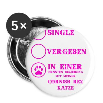 Beziehung Katzen liebe CORNISH REX KATZE - Buttons groß 56 mm (5er Pack) - Weiß - Vorne