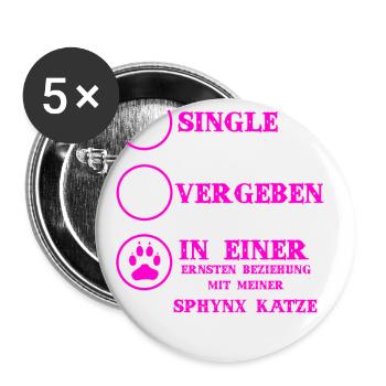 Beziehung Katzen liebe SPHYNX KATZE - Buttons groß 56 mm (5er Pack) - Weiß - Vorne