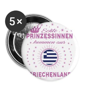 Prinzessinnen kommen aus GRIECHENLAND - Buttons groß 56 mm (5er Pack) - Weiß - Vorne