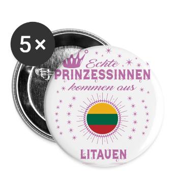 Prinzessinnen kommen aus LITAUEN - Buttons groß 56 mm (5er Pack) - Weiß - Vorne