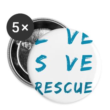 L'amour Sauvez les chats de sauvetage - Lot de 5 grands badges (56 mm) - blanc - Devant