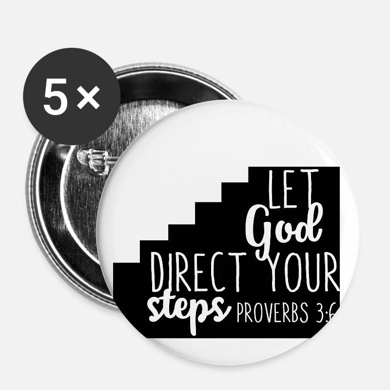 Let God direct christian christian gift - Buttons large 2.2''/56 mm (5-pack) - white