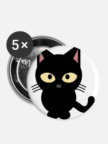 Katze - Buttons groß 56 mm (5er Pack) - Weiß