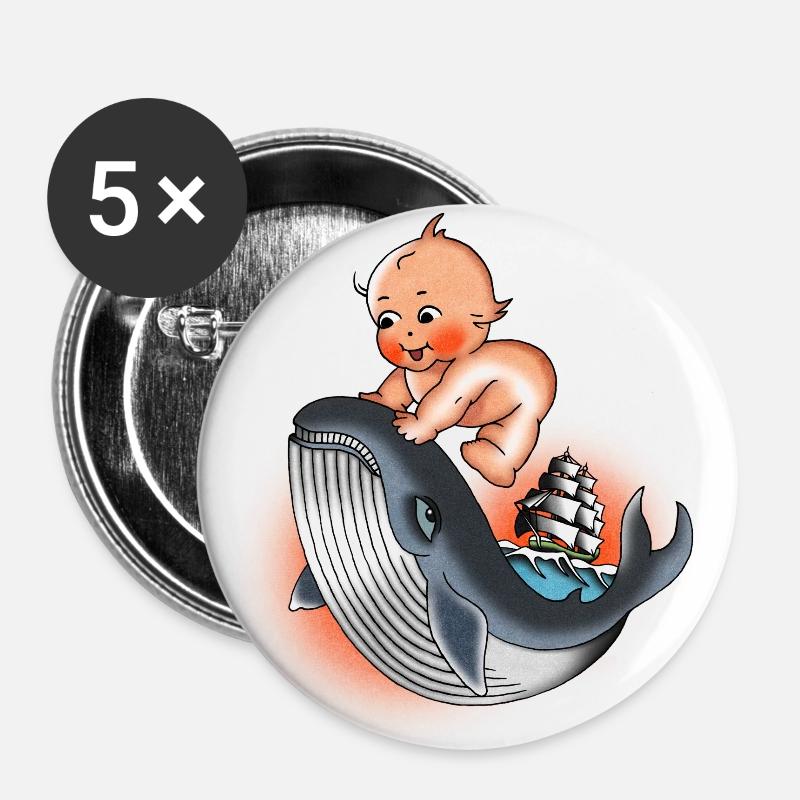 Kewpie - Buttons large 2.2''/56 mm (5-pack) - white