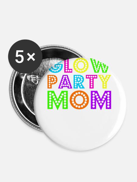 Glühen-Party-Mamma - Buttons groß 56 mm (5er Pack) - Weiß