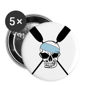 Paddel Ruder gekreuzt Schädel Totenkopf Skull 3c - Buttons groß 56 mm (5er Pack) - Weiß - Vorne