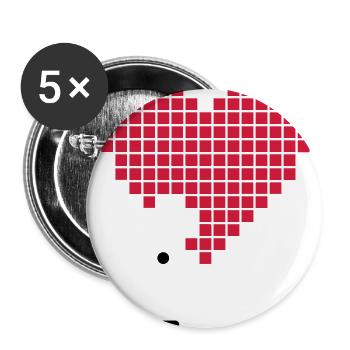 Pixel Herz Heart Liebe Gaming Game Pixelart - Buttons groß 56 mm (5er Pack) - Weiß - Vorne
