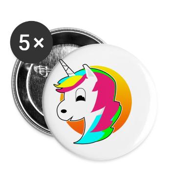 Weihnachten Einhorn neu new Geschenk Regenbogen - Buttons groß 56 mm (5er Pack) - Weiß - Vorne
