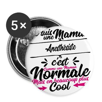 Maman Anesthésiste cadeau - Lot de 5 grands badges (56 mm) - blanc - Devant