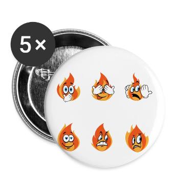 Flammenzwerg Feuerwehr Feuerwehrfrau Geschenk - Buttons groß 56 mm (5er Pack) - Weiß - Vorne