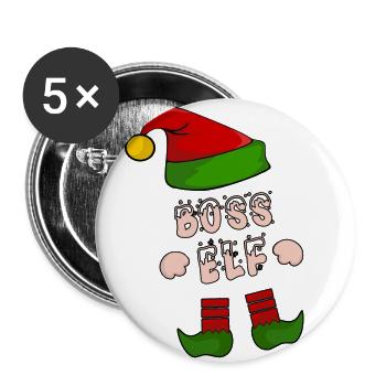 patron; Chef de cuisine; onze; elfe; Cadeau de Noël d'Elf - Lot de 5 grands badges (56 mm) - blanc - Devant