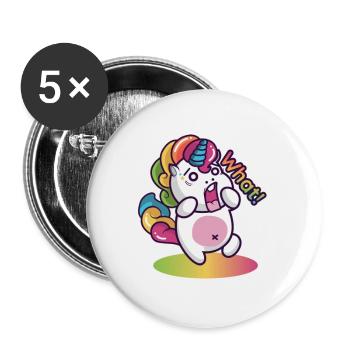 Einhorn - Buttons groß 56 mm (5er Pack) - Weiß - Vorne