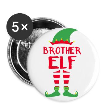 Brother Elf - Weihnachten Familie Geschenk Xmas - Buttons groß 56 mm (5er Pack) - Weiß - Vorne
