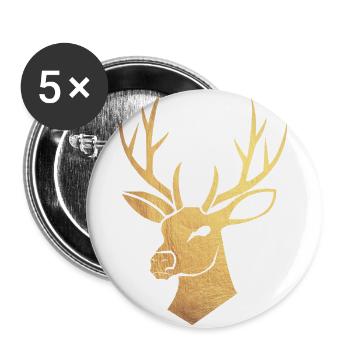 Goldener Hirsch - Buttons groß 56 mm (5er Pack) - Weiß - Vorne