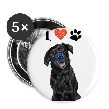 Ich liebe meinen Labrador - Buttons groß 56 mm (5er Pack) - Weiß - Vorne