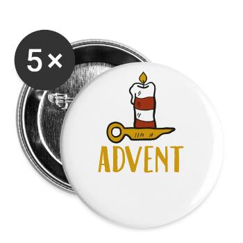 Advent One Candle Christmas Season Countdown Cool - Buttons large 2.2''/56 mm (5-pack) - white - Front