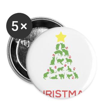 Meowy d'arbre de Noël T-shirt vilain - Lot de 5 grands badges (56 mm) - blanc - Devant