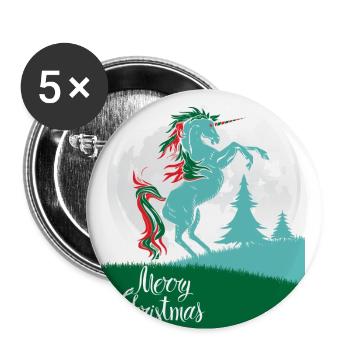 cadeau shirt licorne Joyeux Noël - Lot de 5 grands badges (56 mm) - blanc - Devant