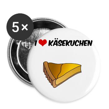 I Liebe Käsekuchen Gebäck Süßigkeiten Plunder - Buttons groß 56 mm (5er Pack) - Weiß - Vorne